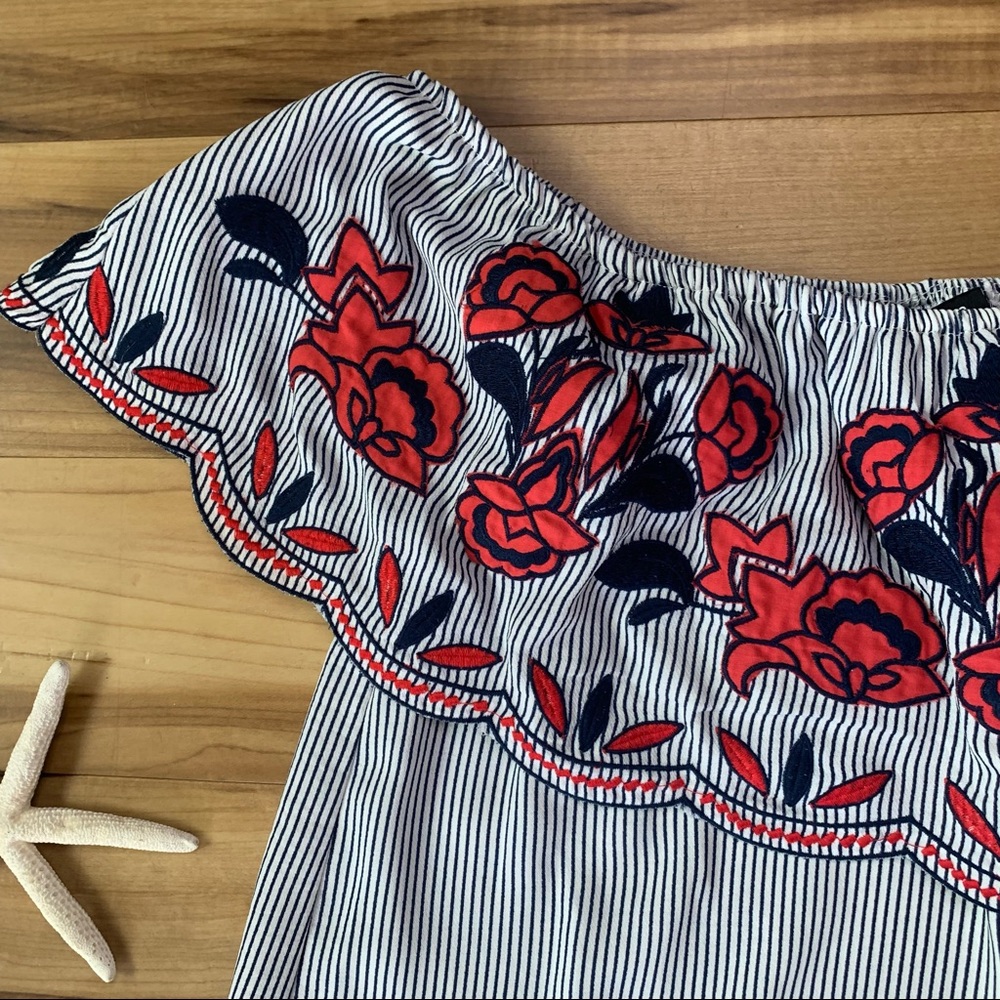 Sugar + Lips Women’s Embroidered Off-Shoulder Ruffle Top, Size Large - Picture 2 of 9